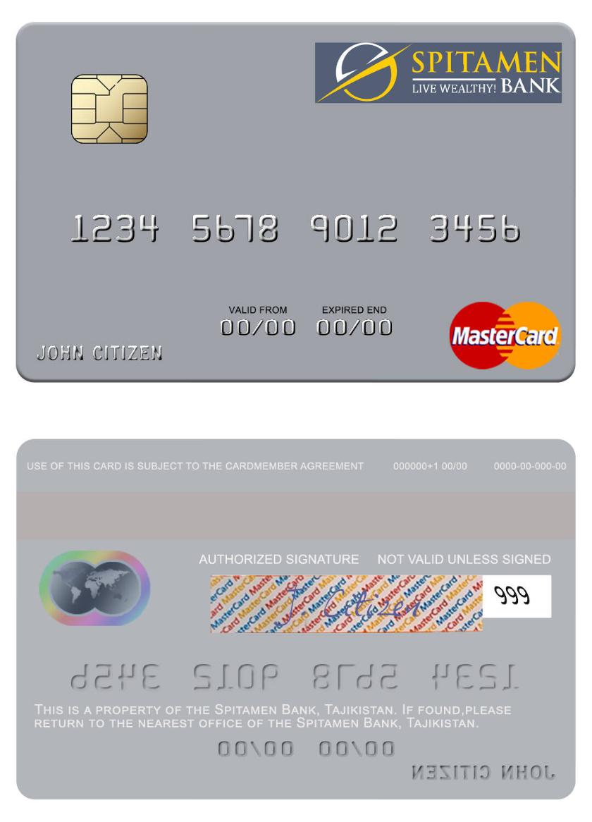 Tajikistan Spitamen Bank mastercard